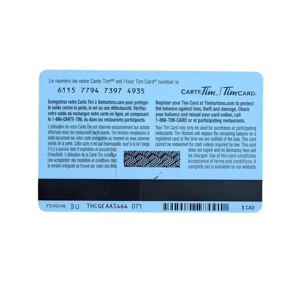 Tim Hortons Gift Card Kids Playing Hockey Design Collectible Zero Balance - Picture 2 of 4